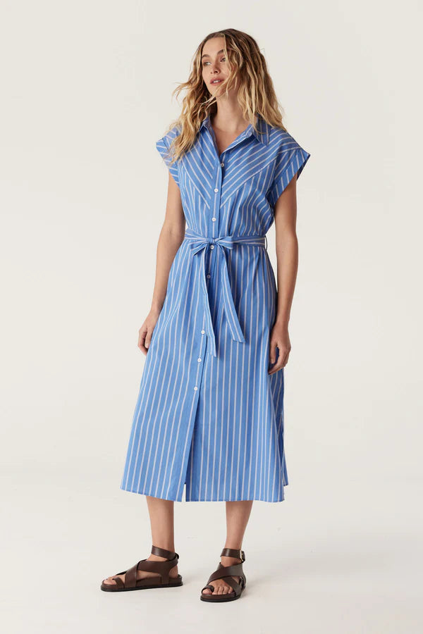 Felicity Stripe Poplin Dress | Blue Stripe