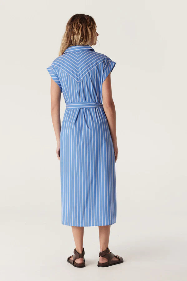 Felicity Stripe Poplin Dress | Blue Stripe