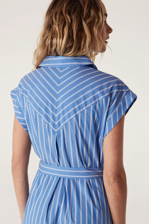 Felicity Stripe Poplin Dress | Blue Stripe