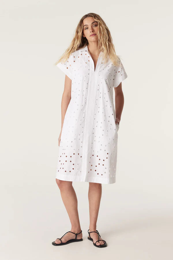 Ally Embroidered Dress | White