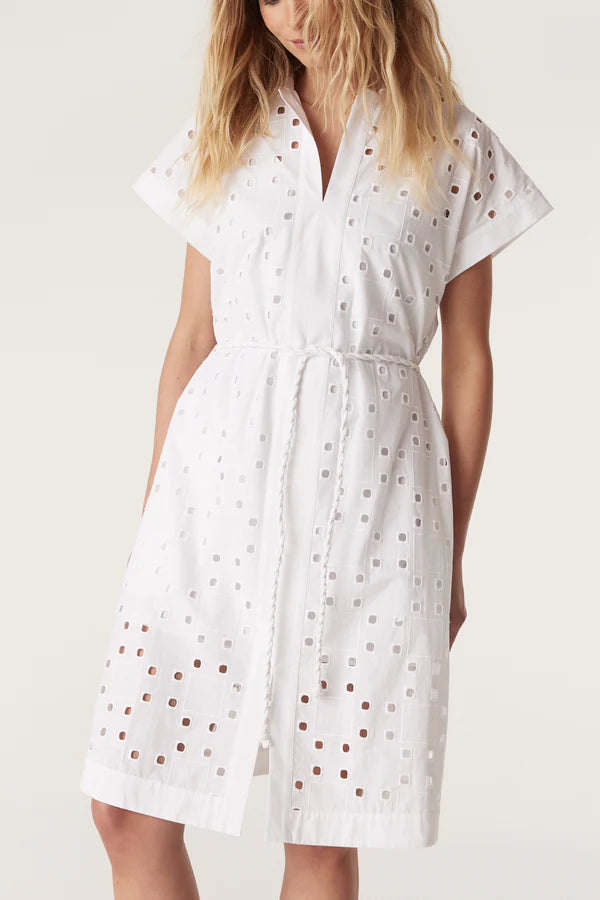 Ally Embroidered Dress | White