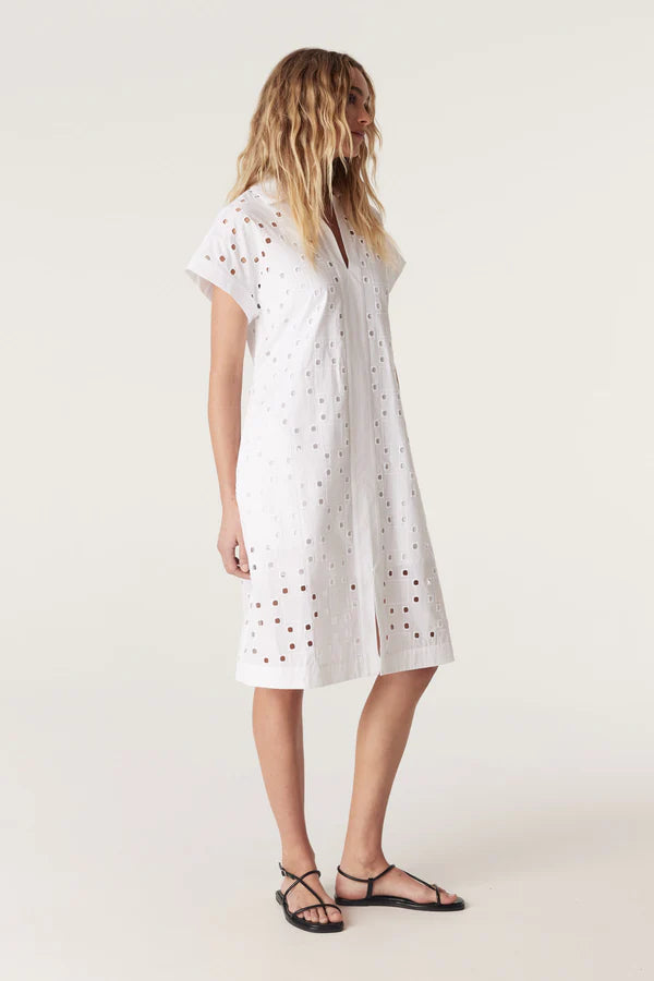 Ally Embroidered Dress | White