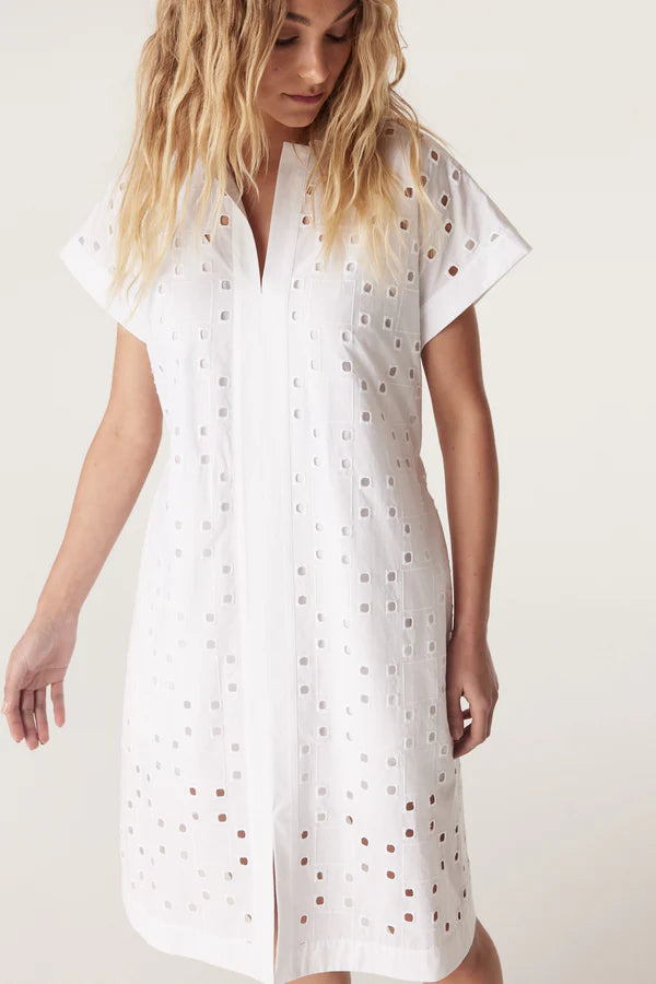 Ally Embroidered Dress | White