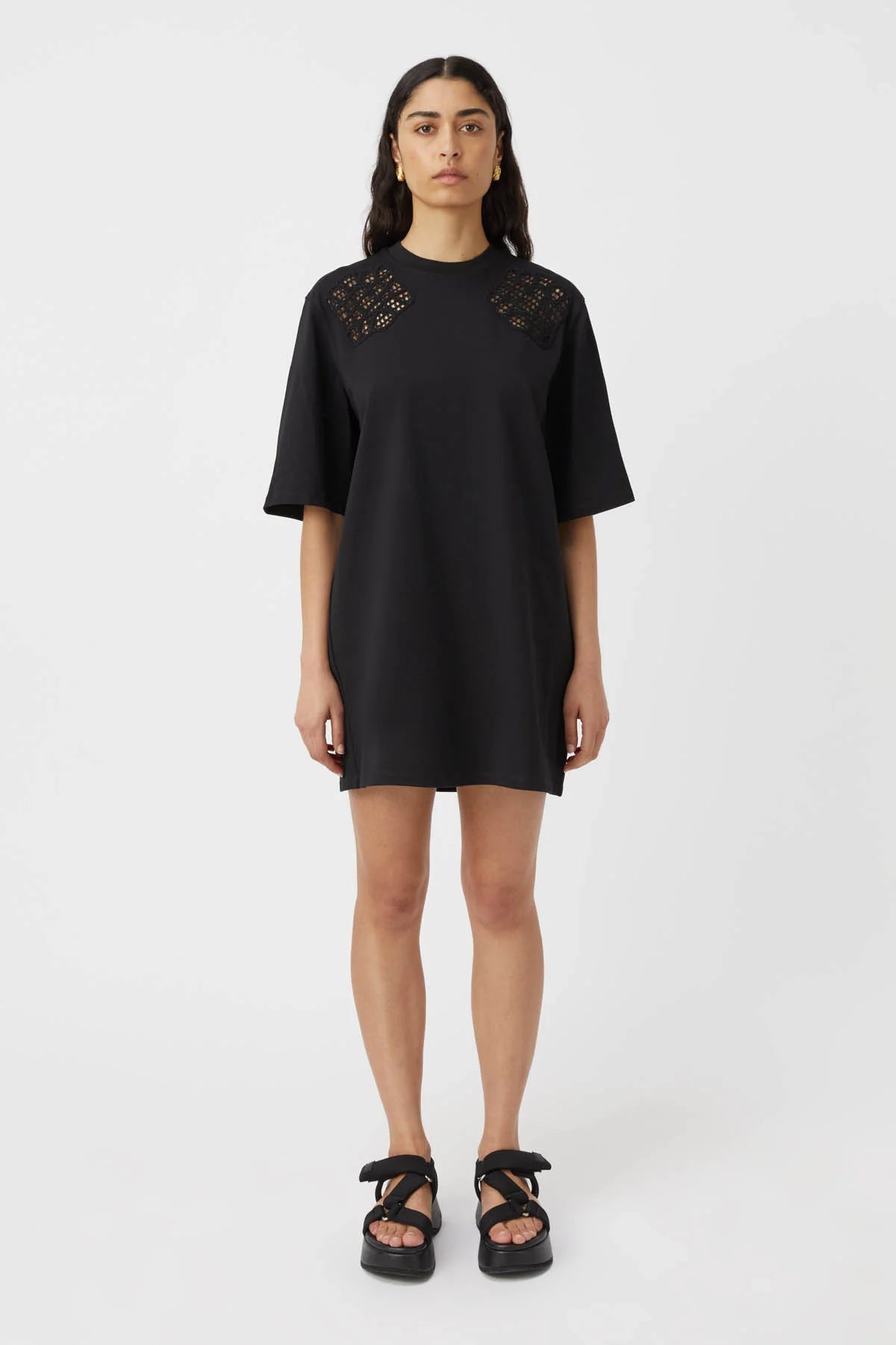 Caterina Applique Tee Dress | Black