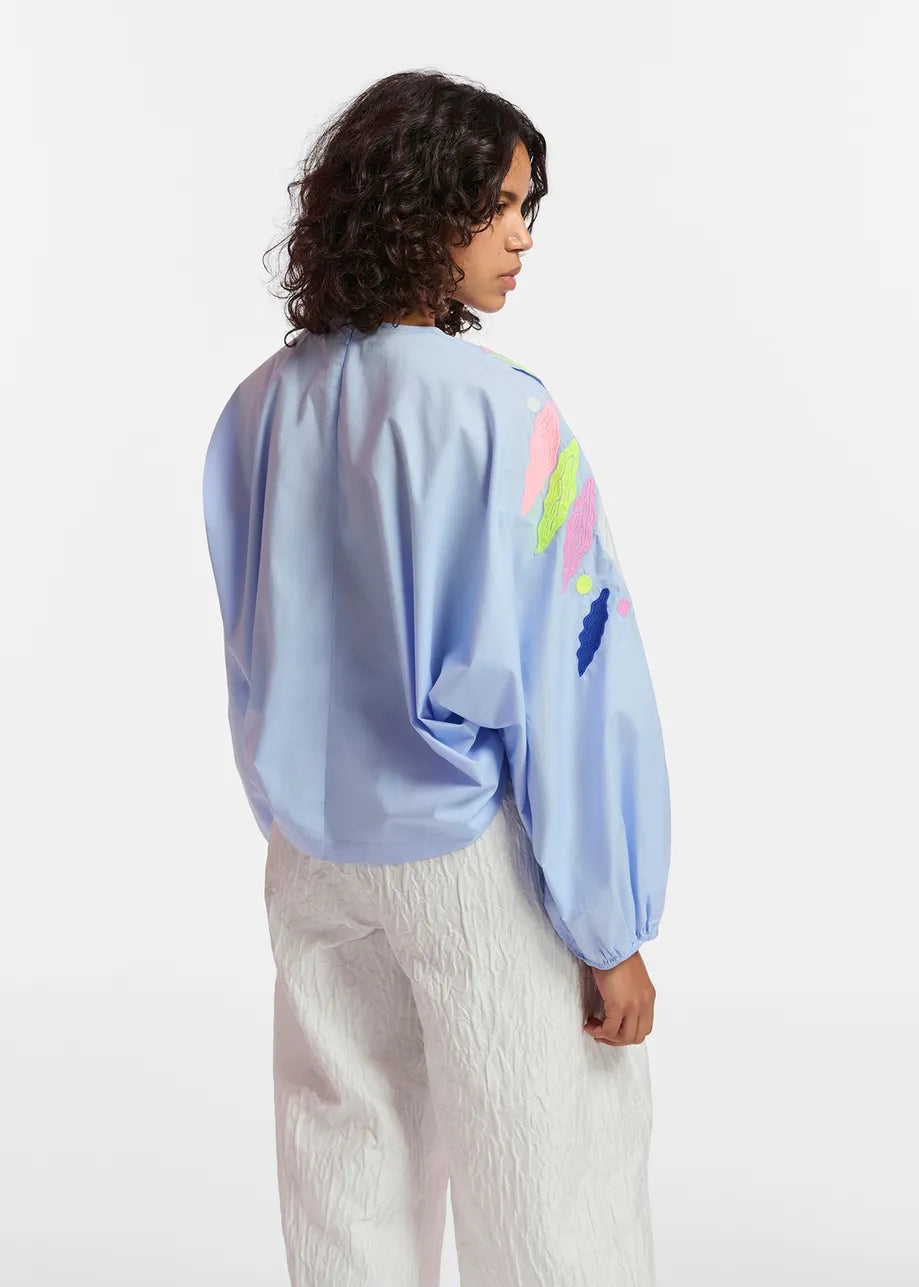 Galaxy Embroidered Top | Mineral Blue