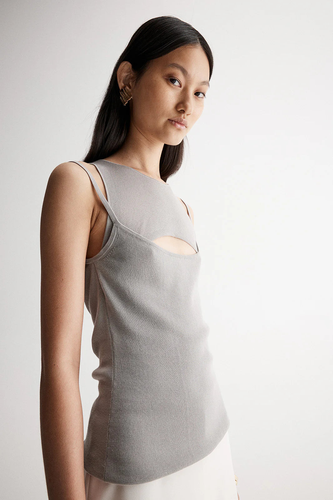 Lealah Layered Knit Tank | Dusty Sage