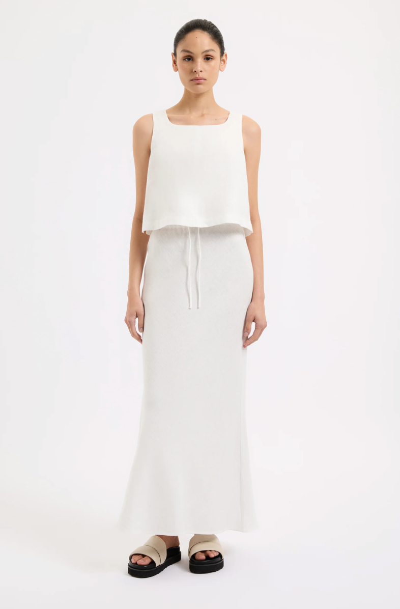 Amani Linen Skirt | White