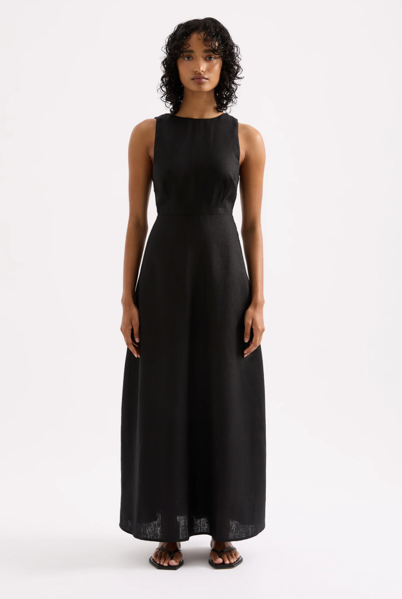 Gael Linen Maxi Dress | Black