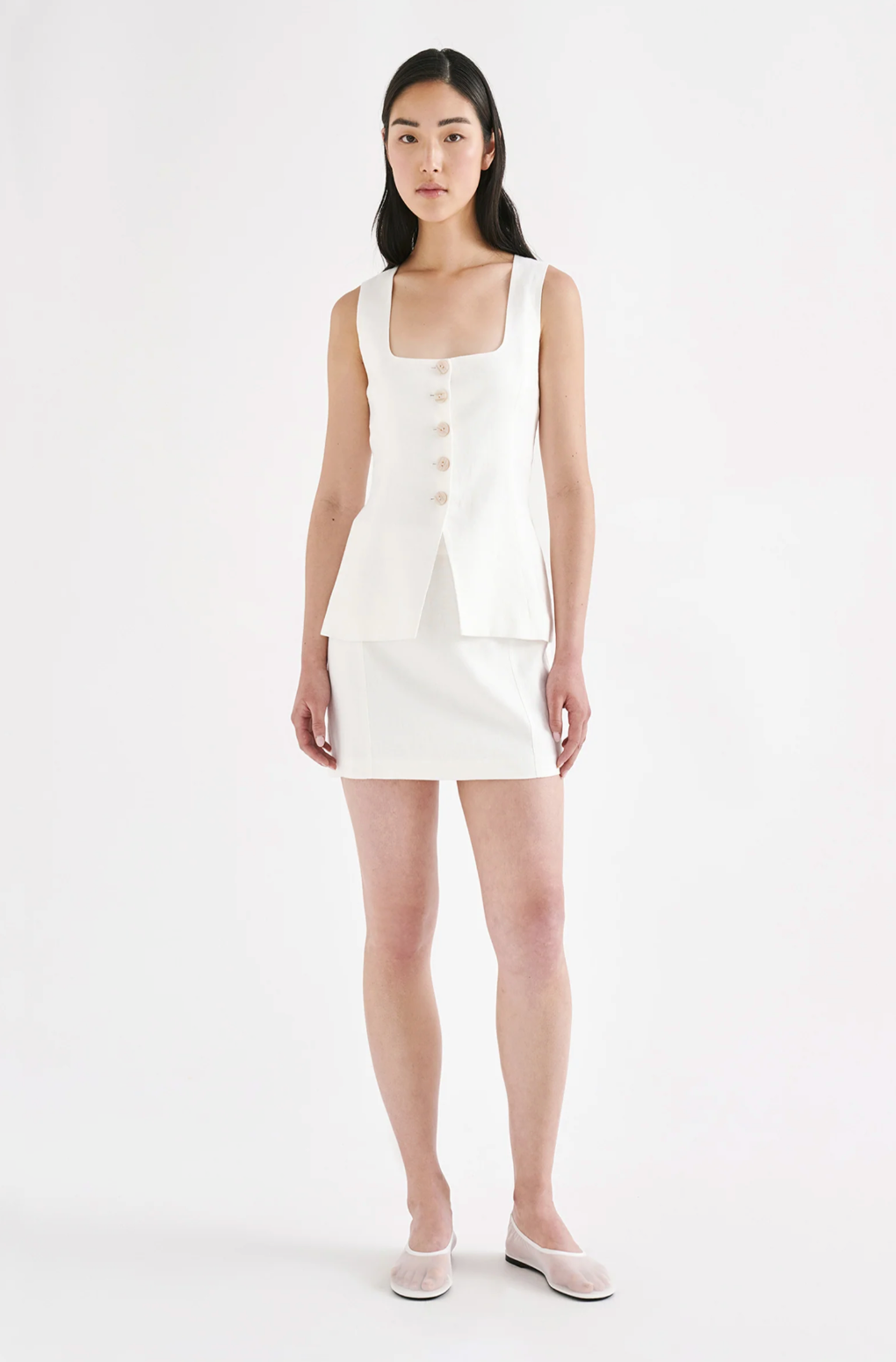 Clio Linen Mini Skirt | White