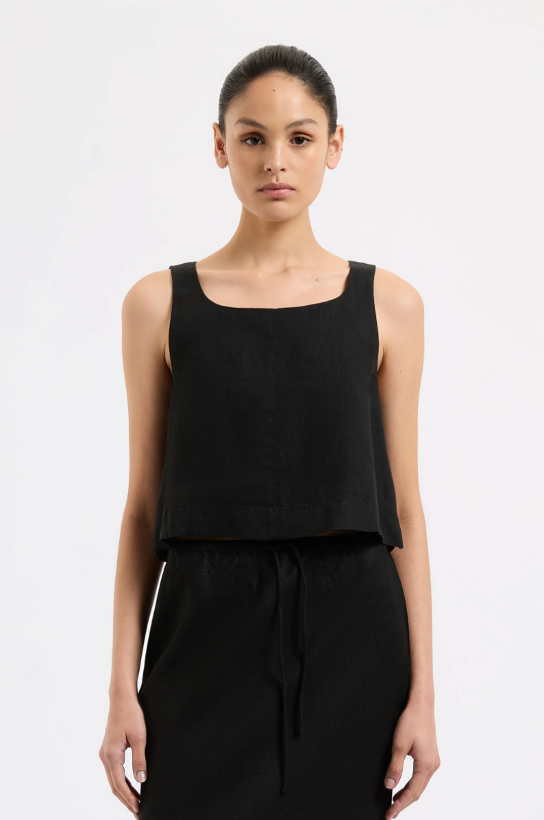 Thilda Linen Top | Black