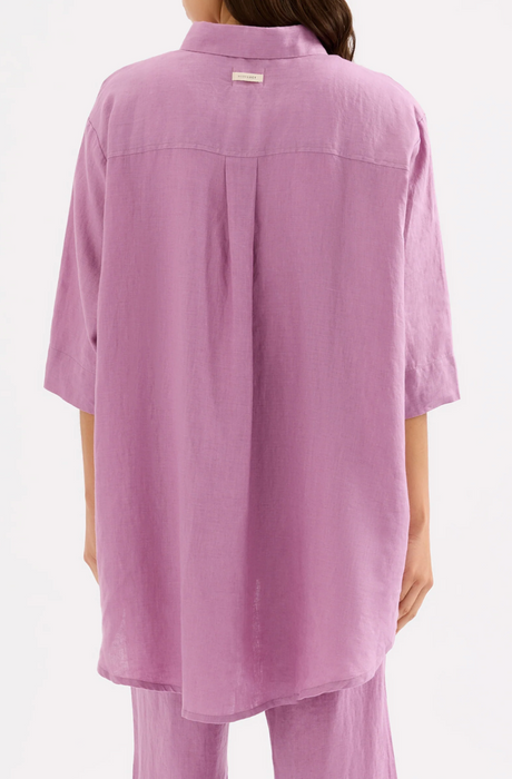 Lounge Linen Longline Shirt | Grape