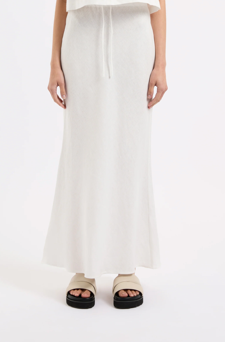 Amani Linen Skirt | White