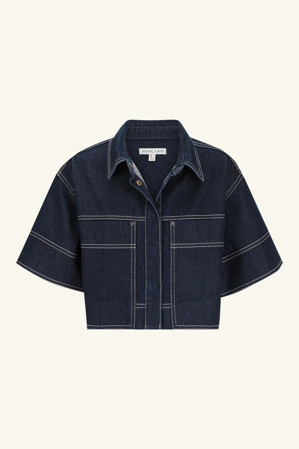 Jaques Cropped Short Sleeve Shirt | Deep Indigo