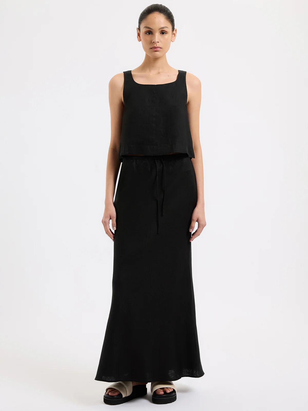 Amani Linen Skirt | Black