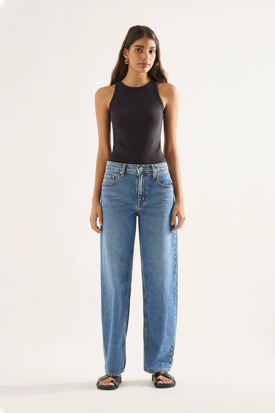 Avril Low Slouchy Wide Leg Jean | Moment Mid Blue