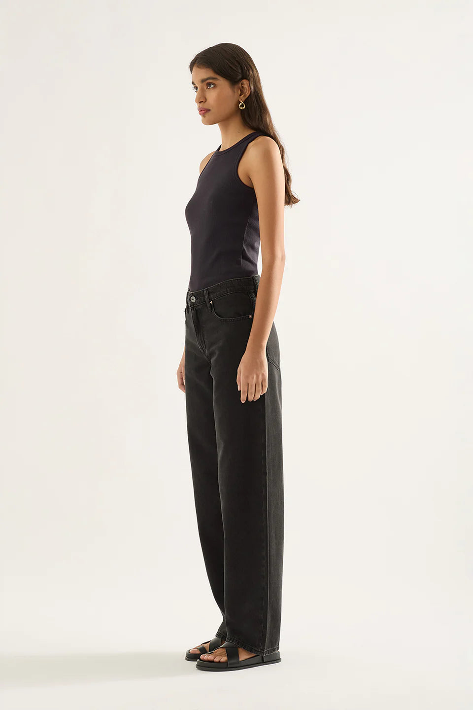 Outland Denim Avril Low Slouchy Wide Leg Jean | Black