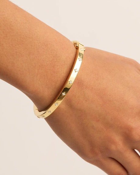 18k Gold Vermeil Live in Love Hinged Bracelet