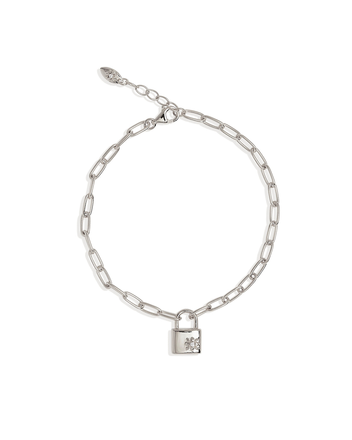 Sterling Silver Promise of Us Lotus Padlock Bracelet