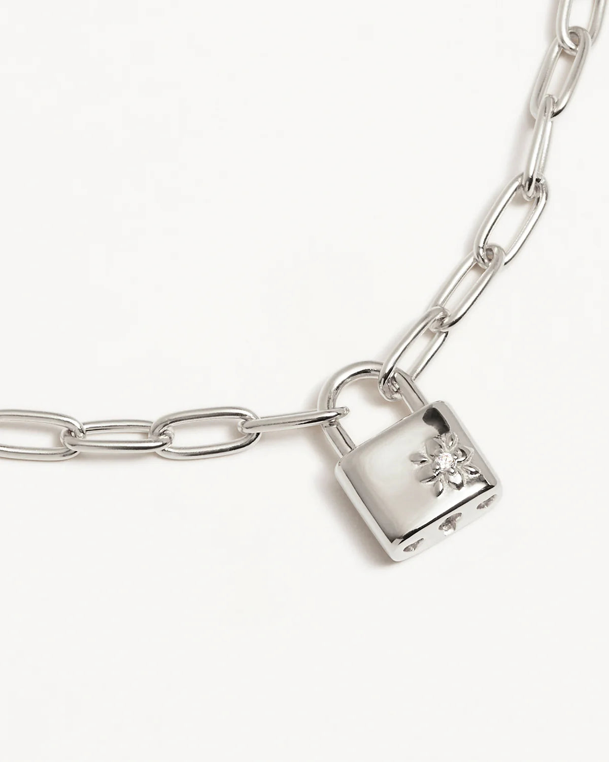 Sterling Silver Promise of Us Lotus Padlock Bracelet