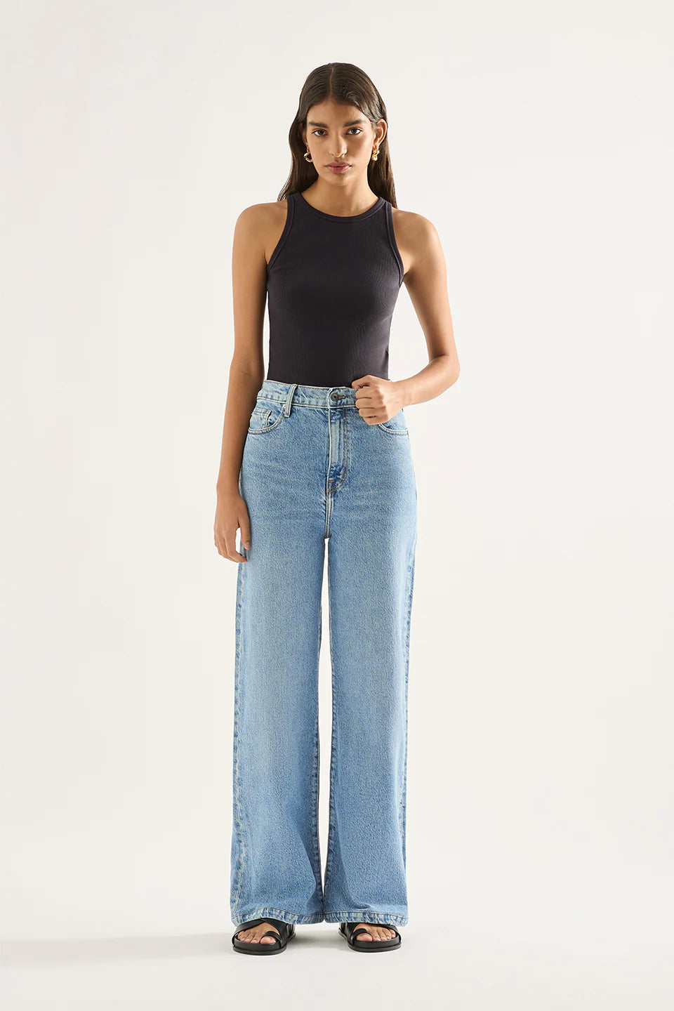 Outland Denim Ellie High Wide Leg Jean | Era Blue