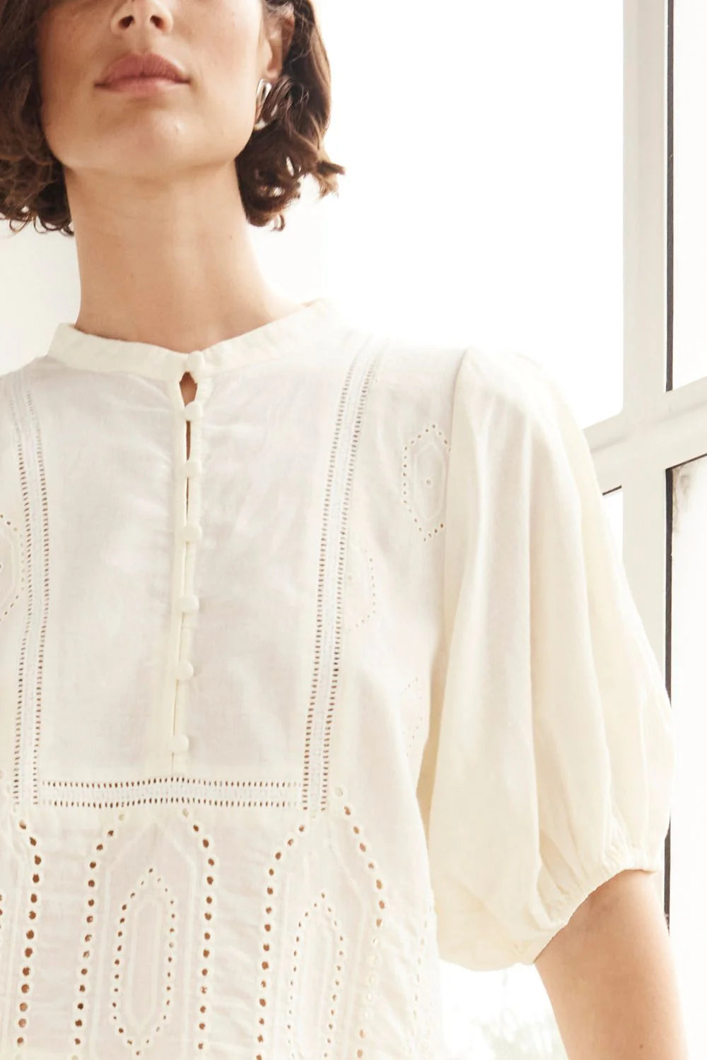 Gleam Top | Cream Broderie