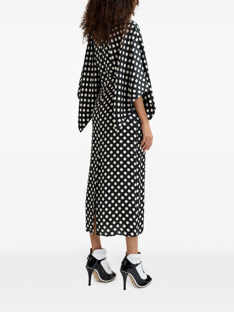 Gorpio  Midi Dress with Kimono Sleeves | Black and white polka-dot