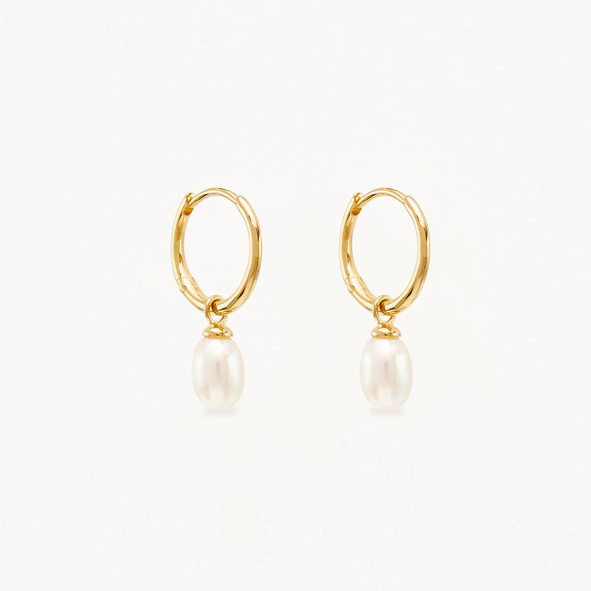 Live In Peace Pearl Hoop Earrings | Gold