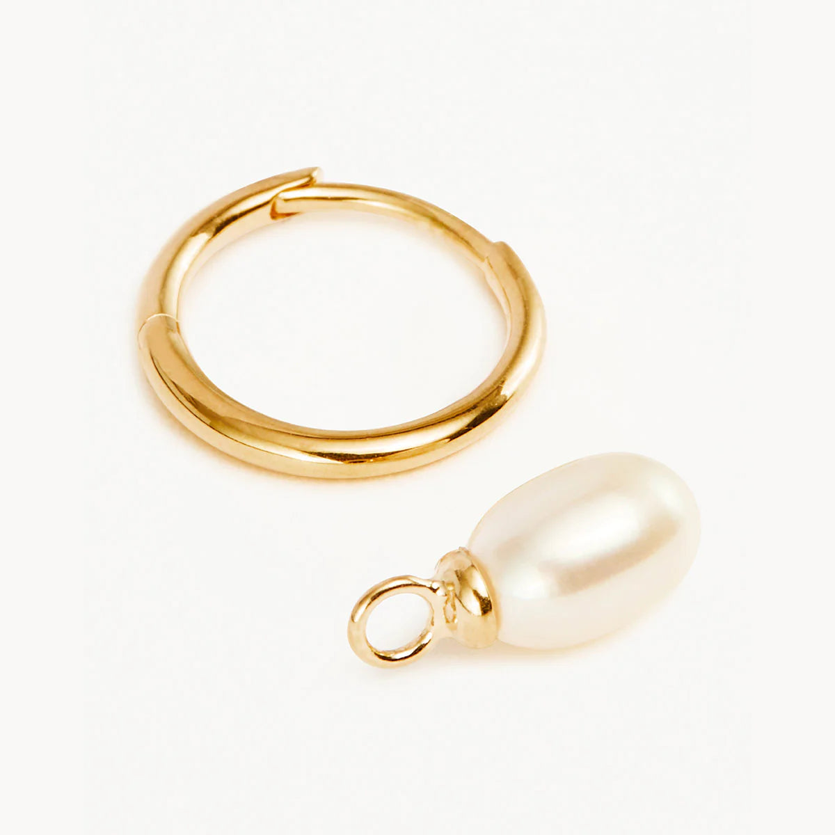 Live In Peace Pearl Hoop Earrings | Gold