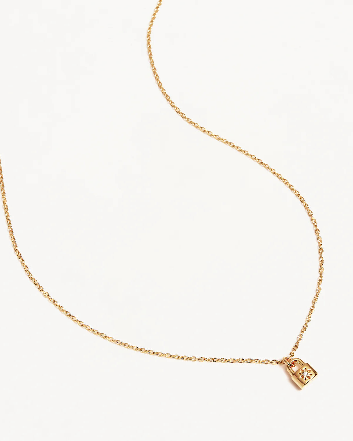 18K Gold Vermeil Crystal Lotus Padlock Necklace