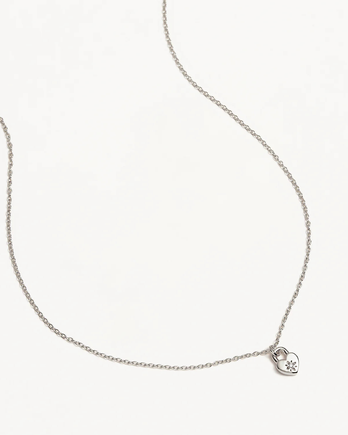 Sterling Silver Crystal Lotus Heart Padlock Necklace