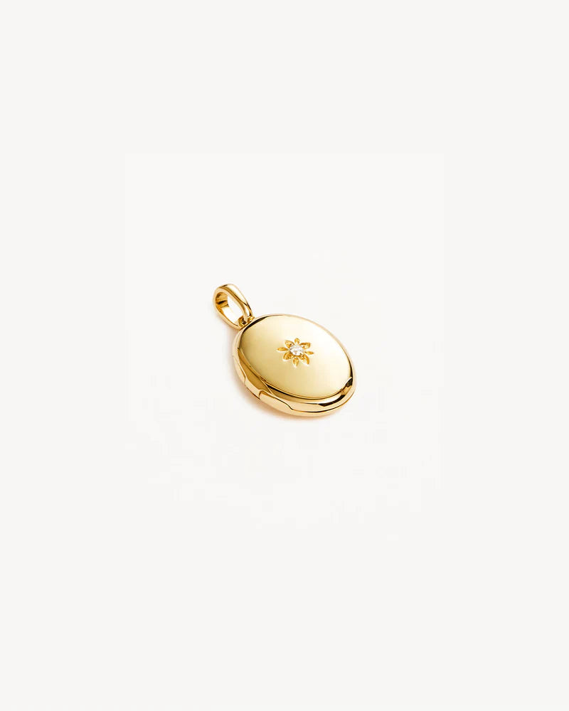 18k Gold Vermeil Rounded Lotus Locket Pendant