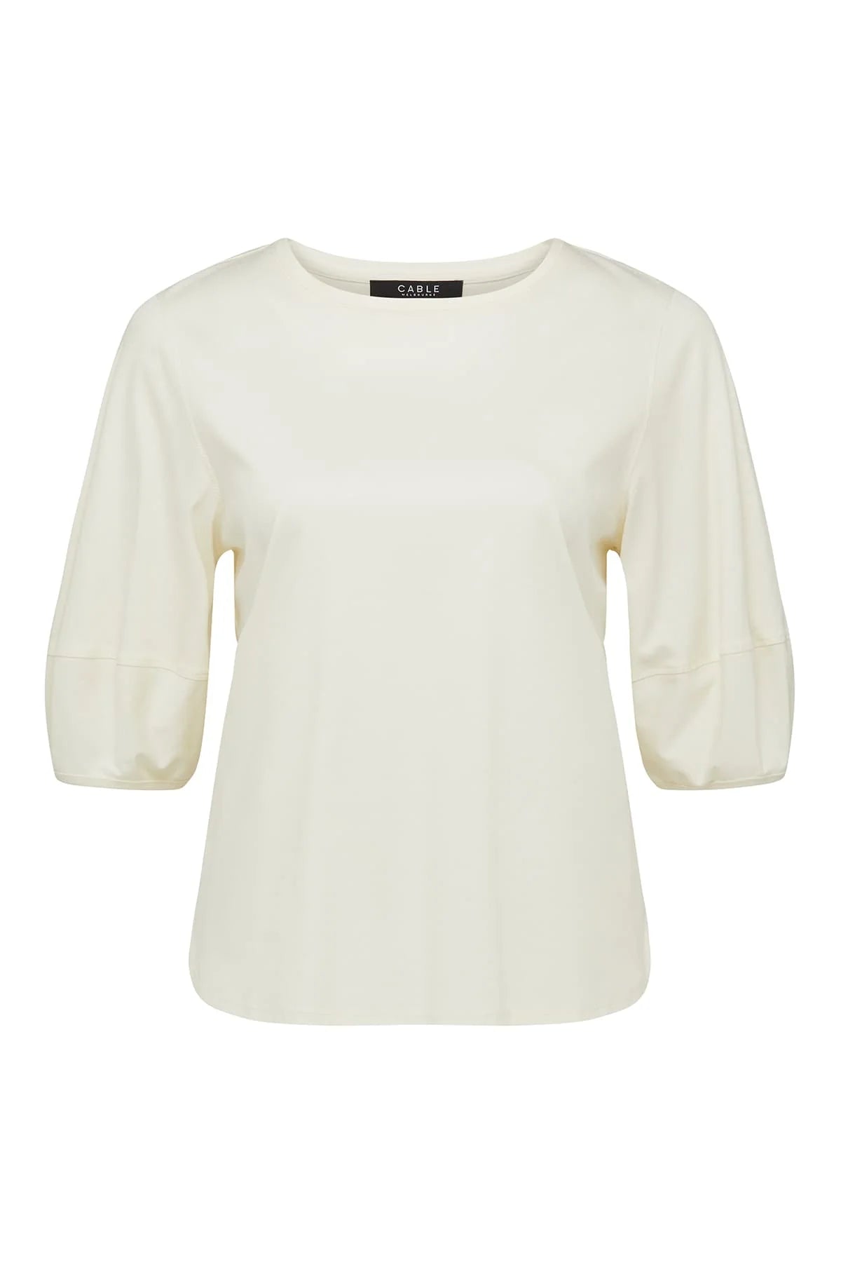 Pima Lantern Sleeve Top | Cream