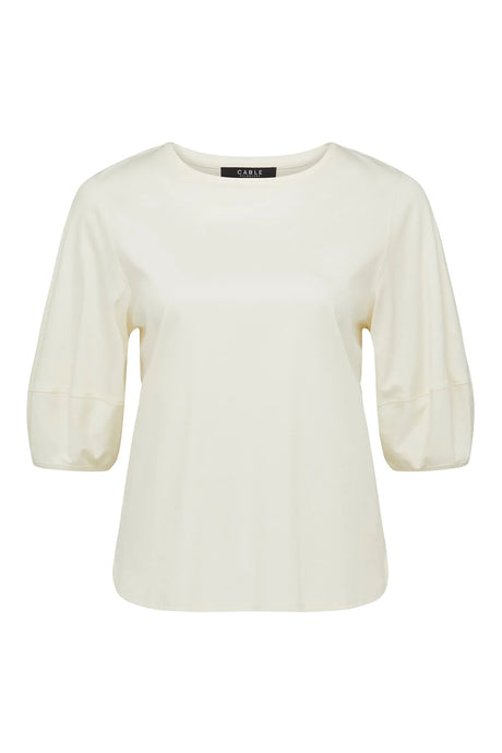 Pima Lantern Sleeve Top | Cream