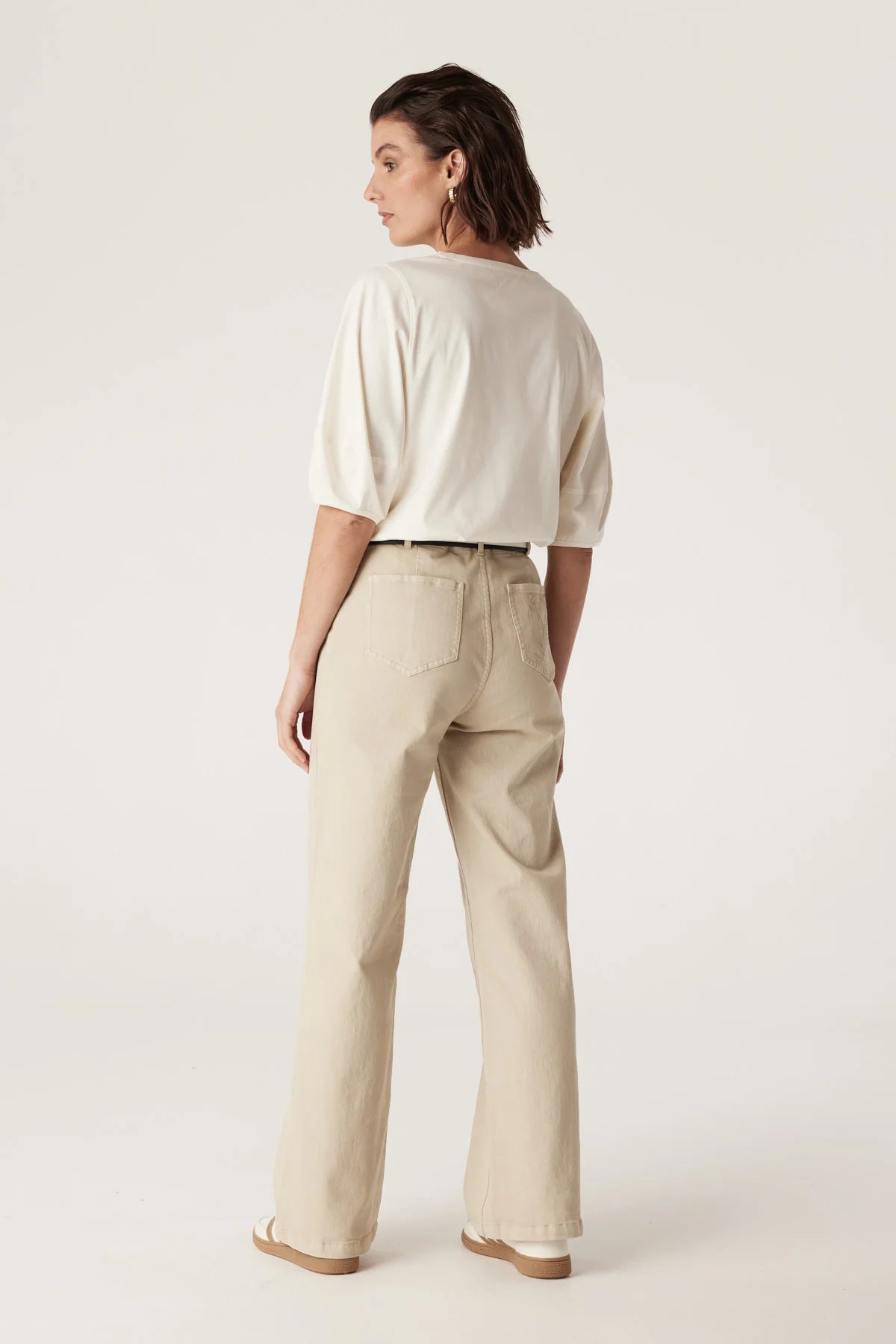 Pima Lantern Sleeve Top | Cream