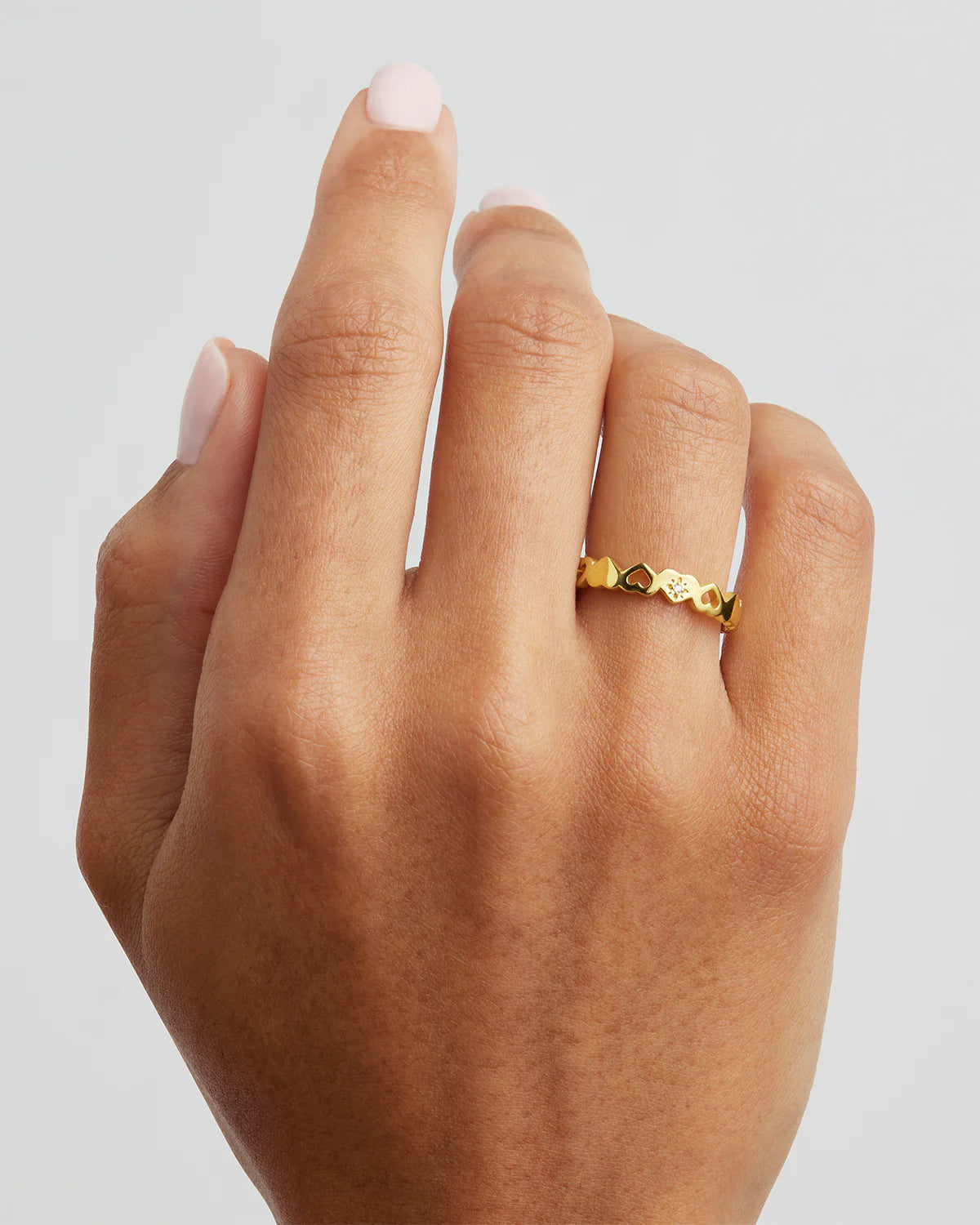 18K Gold Vermeil Gold Connected Hearts Ring