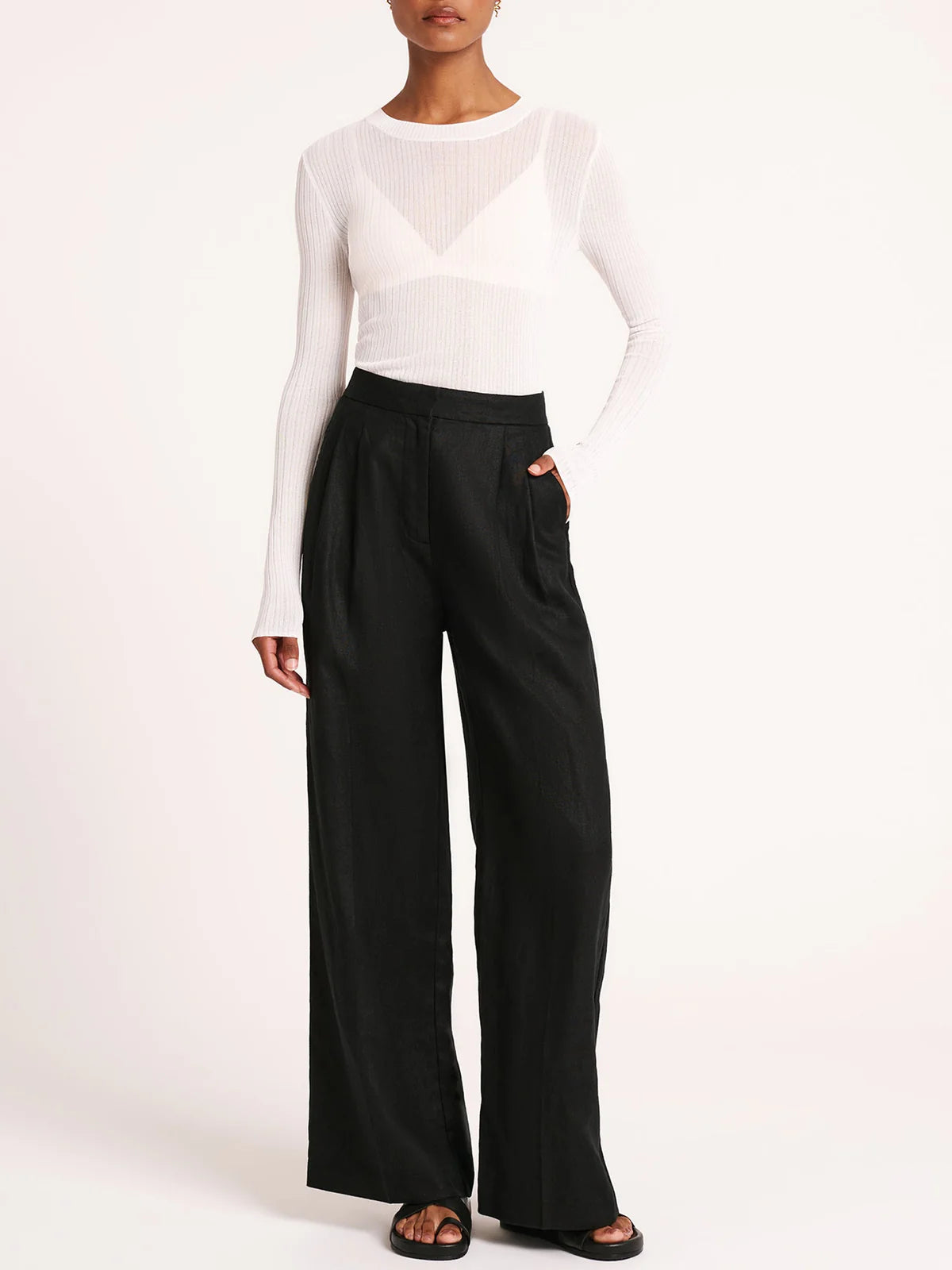 Thilda Linen Pant | Black